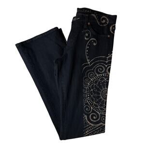 Y2K Deadstock Red Engine Black Embroidered Denim Jeans – Size 28